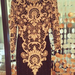 Vintage & Elegant 100%silk beaded formal gown